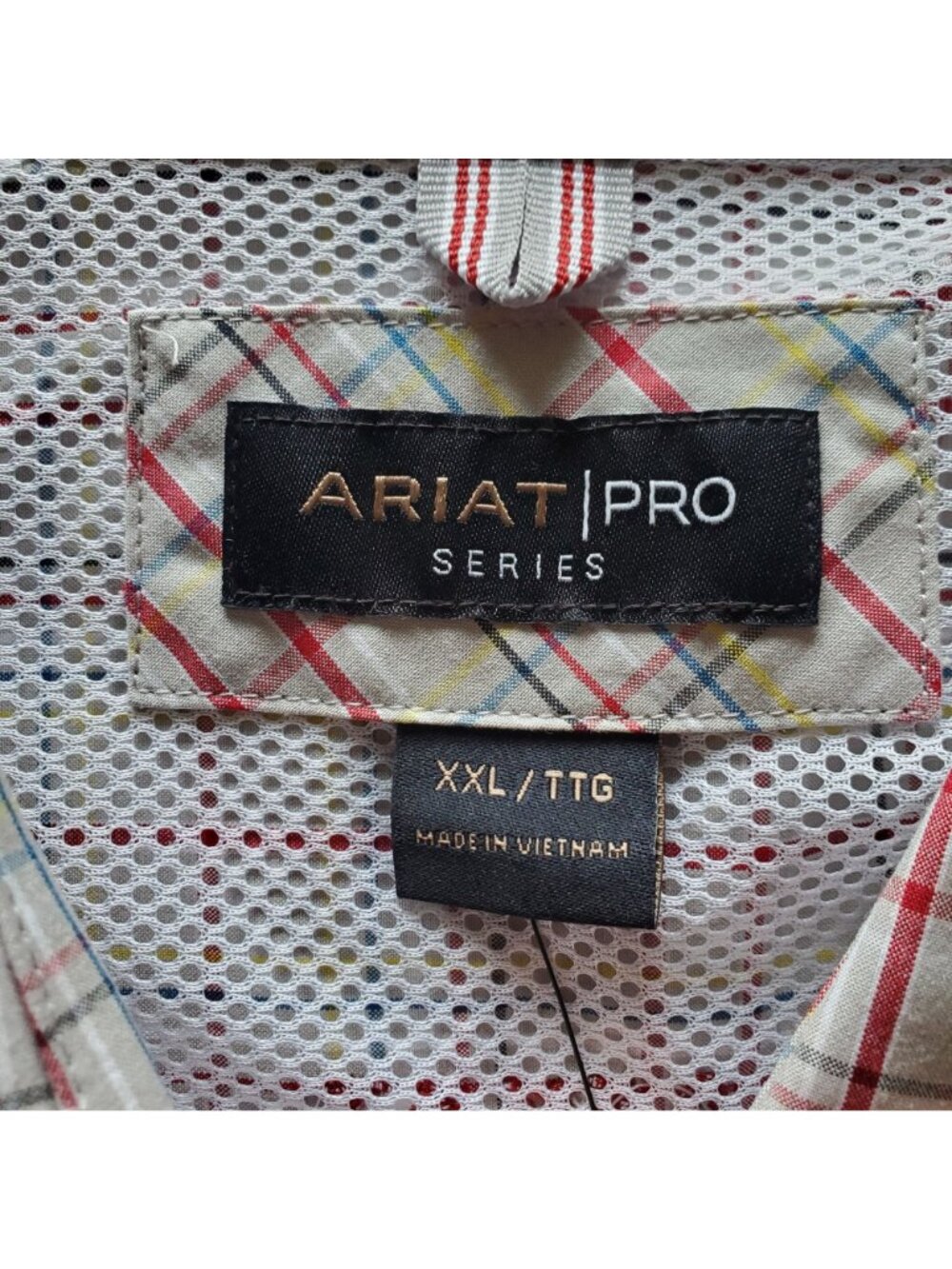 Ariat Pro Series Mens XXLarge Plaid Long Sleeve Button Shirt Tan XXL 2XL - Picture 5 of 16